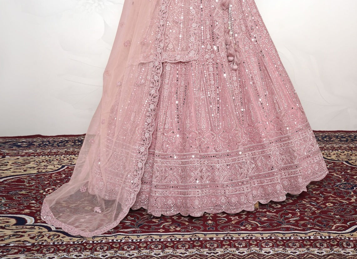 New Semi Stitiched Netted Lehenga Choli