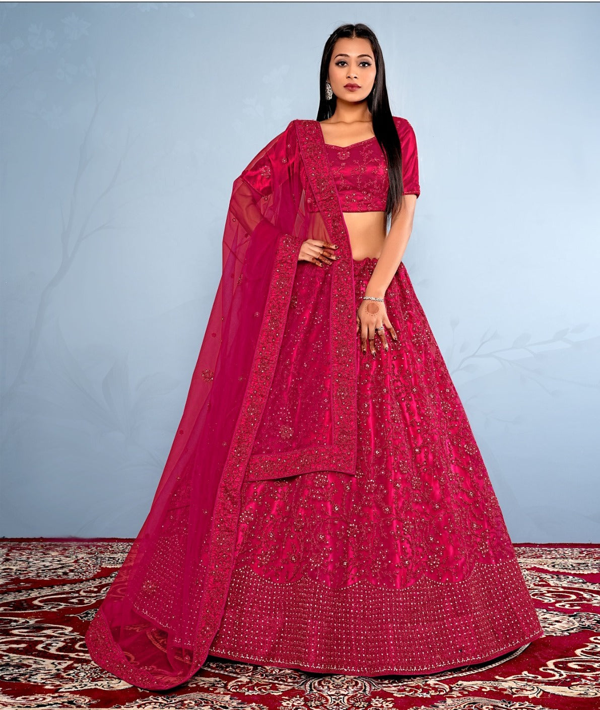 New Semi Stitiched Netted Lehenga Choli