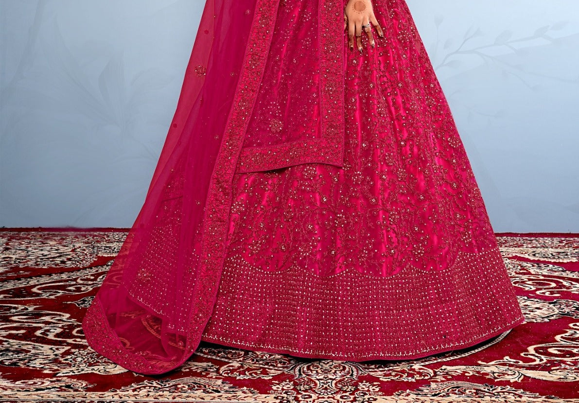 New Semi Stitiched Netted Lehenga Choli