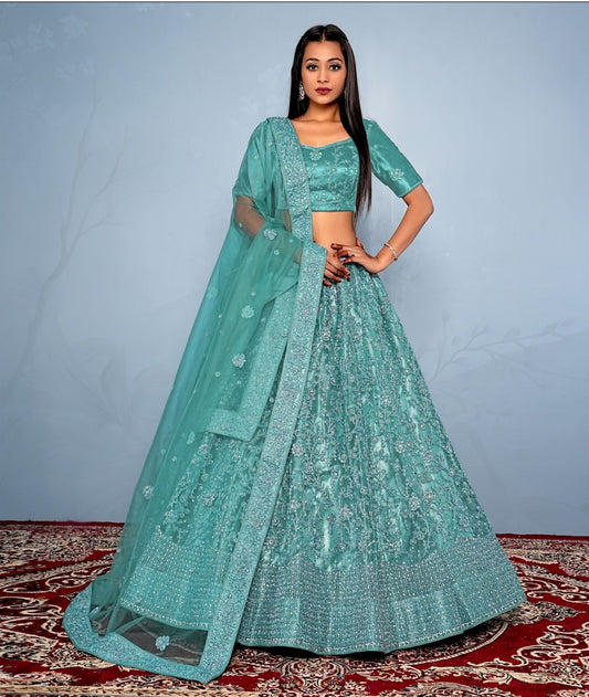 New Semi Stitiched Netted Lehenga Choli