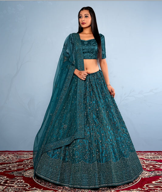 New Semi Stitiched Netted Lehenga Choli