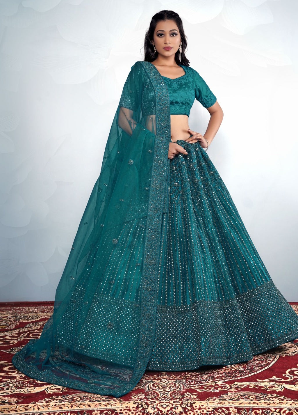 New Semi Stitiched Netted Lehenga Choli