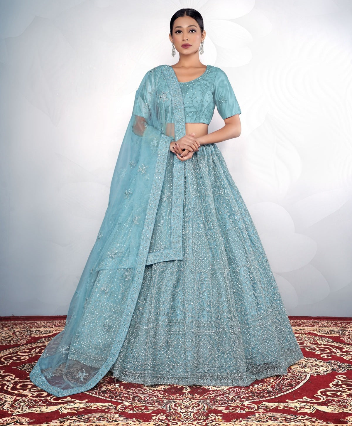 New Semi Stitiched Netted Lehenga Choli