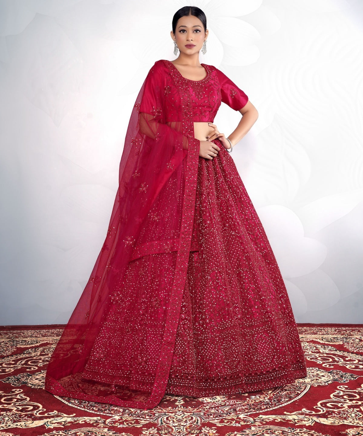 New Semi Stitiched Netted Lehenga Choli