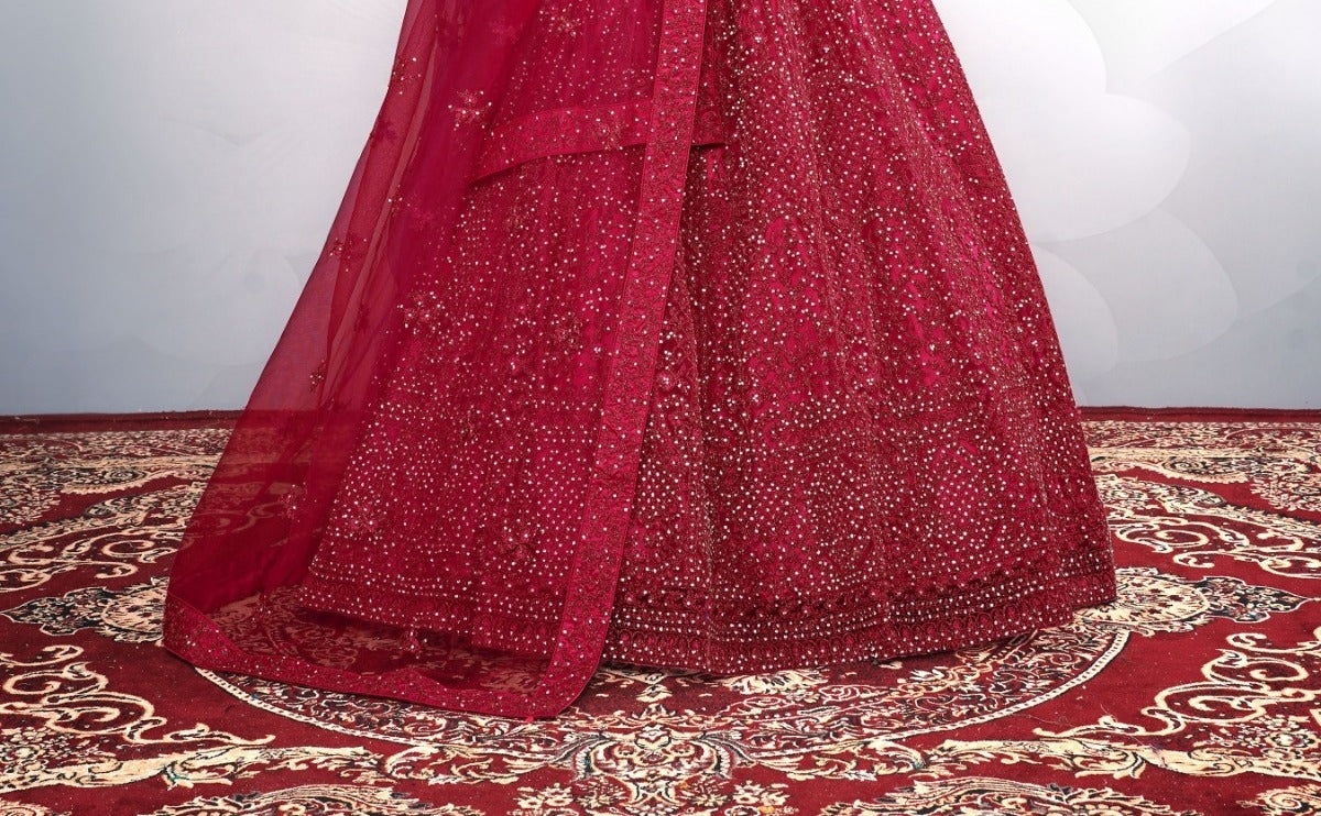 New Semi Stitiched Netted Lehenga Choli