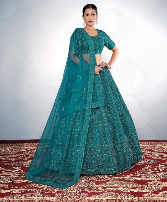 New Semi Stitiched Netted Lehenga Choli