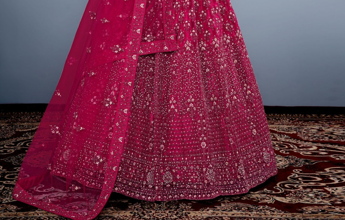 New Semi Stitiched Netted Lehenga Choli