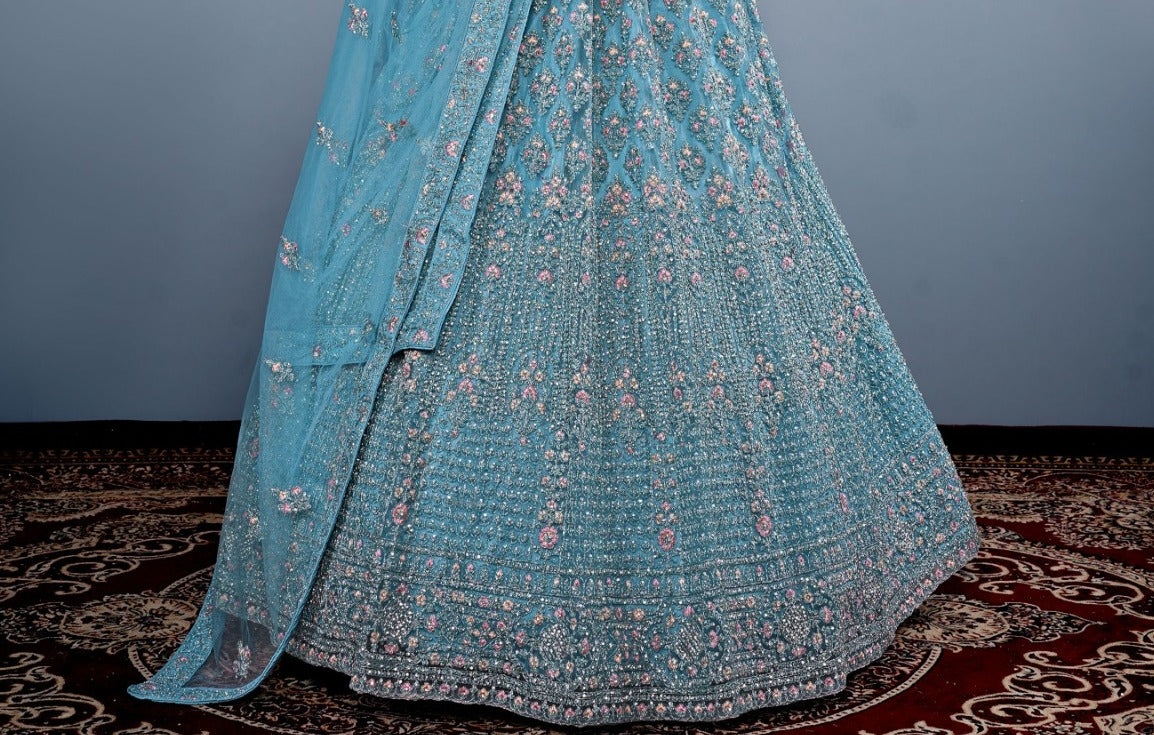 New Semi Stitiched Netted Lehenga Choli