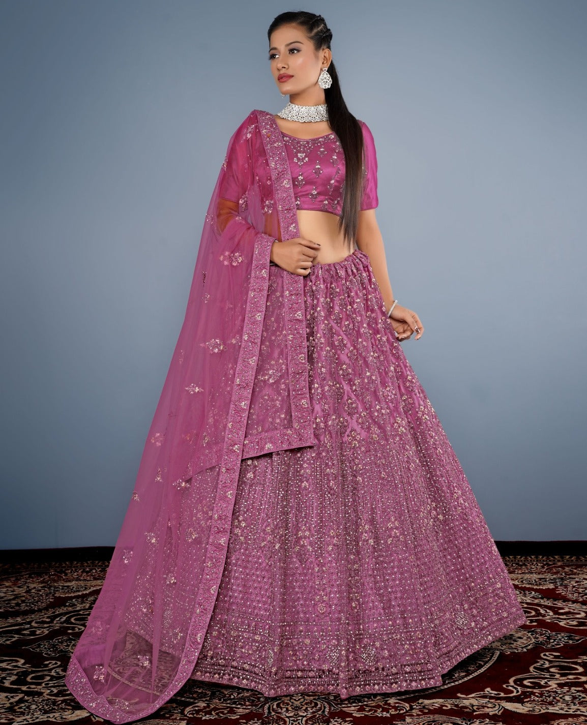 New Semi Stitiched Netted Lehenga Choli