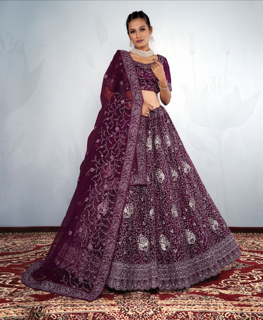 New Semi Stitiched Netted Lehenga Choli