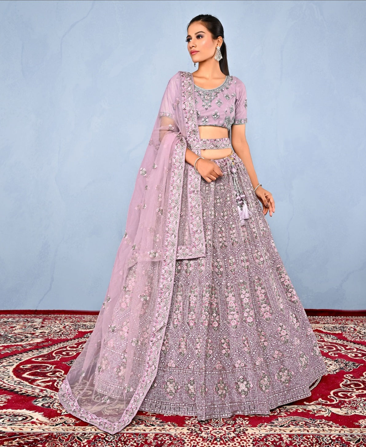 New Semi Stitiched Netted Lehenga Choli