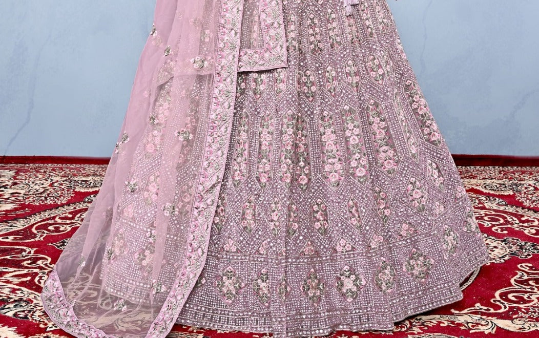 New Semi Stitiched Netted Lehenga Choli