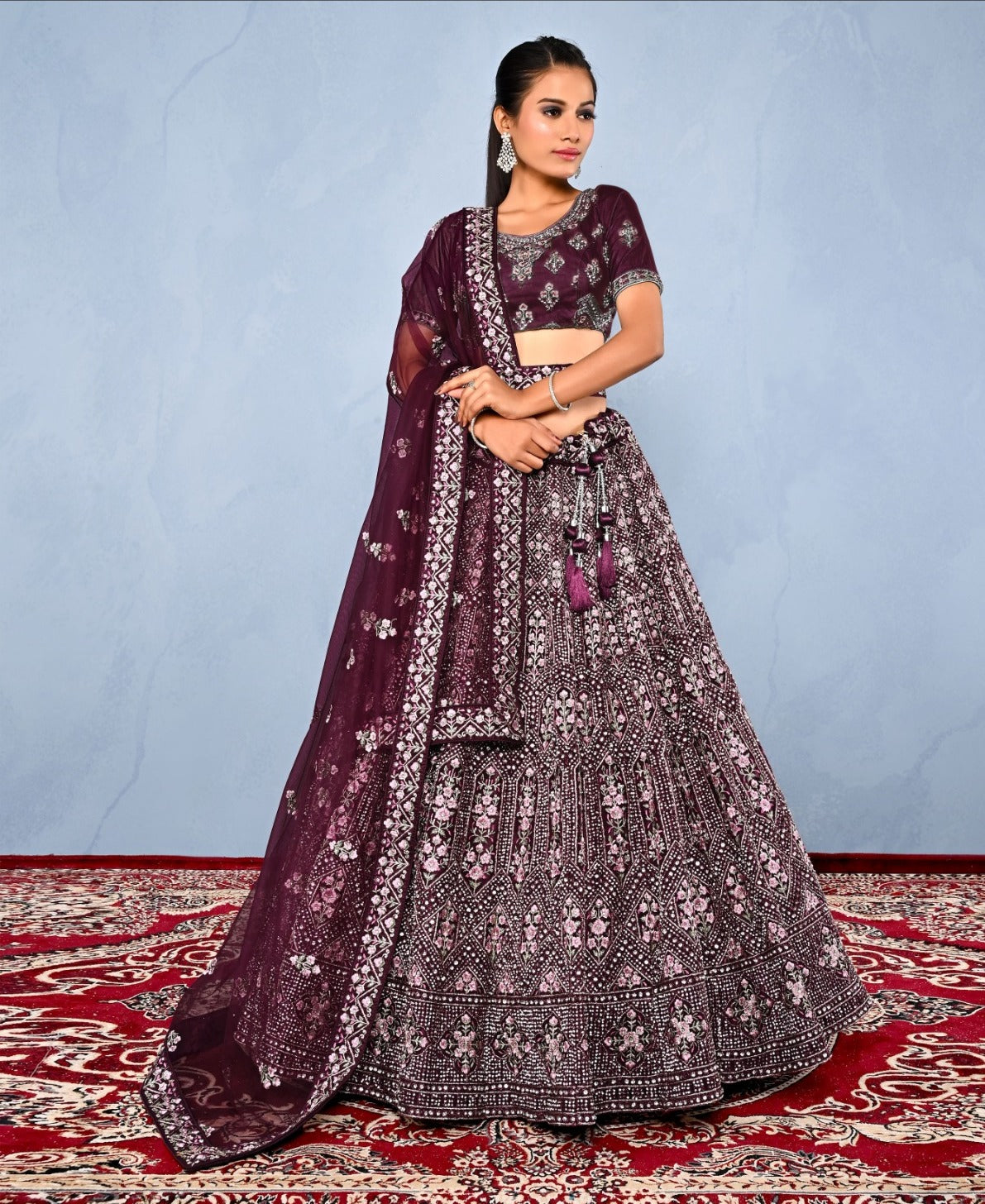 New Semi Stitiched Netted Lehenga Choli