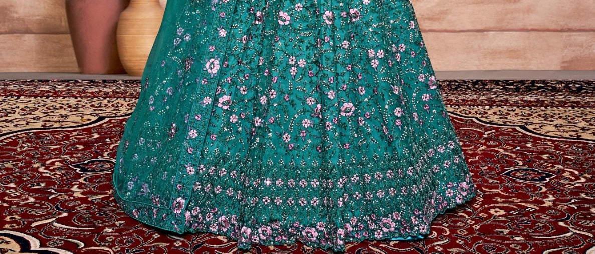 New Semi Stitiched Netted Lehenga Choli