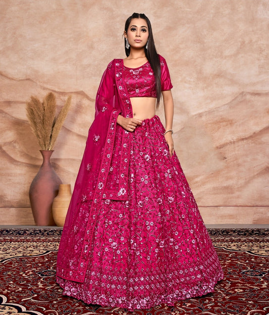 New Semi Stitiched Netted Lehenga Choli