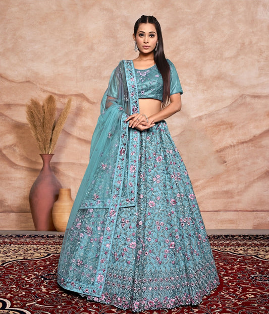 New Semi Stitiched Netted Lehenga Choli