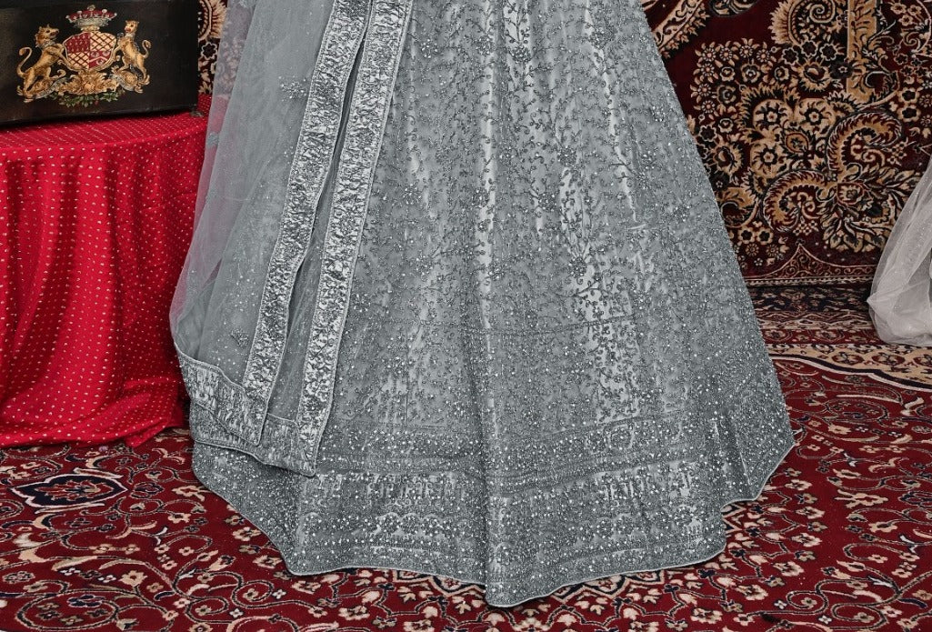 New Semi Stitiched Netted Lehenga Choli