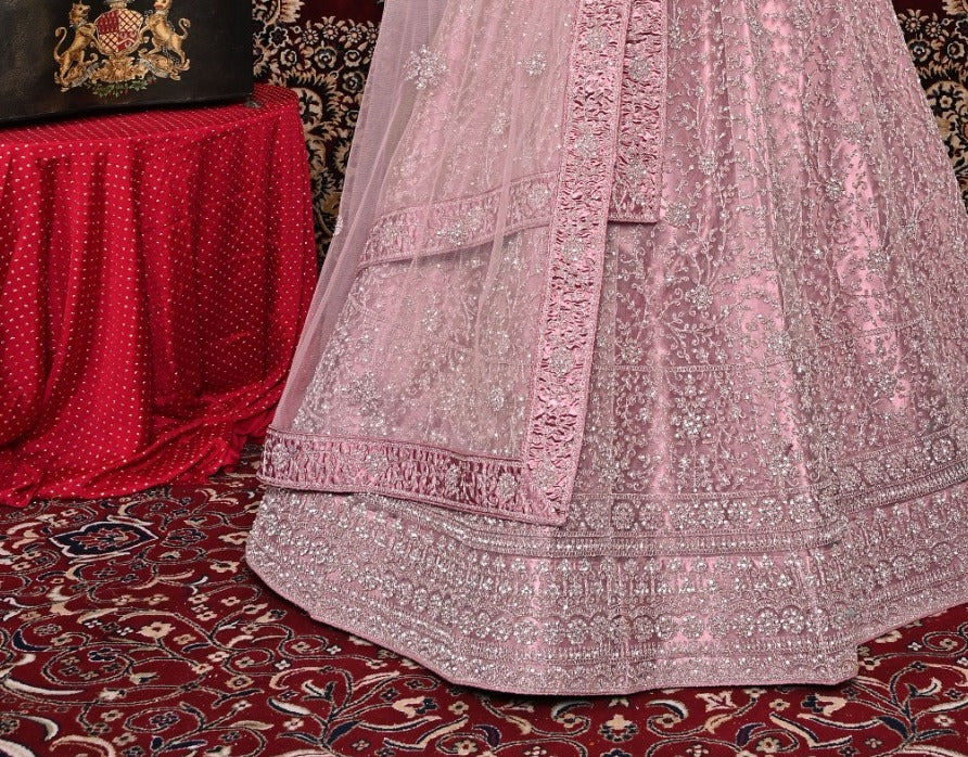 New Semi Stitiched Netted Lehenga Choli