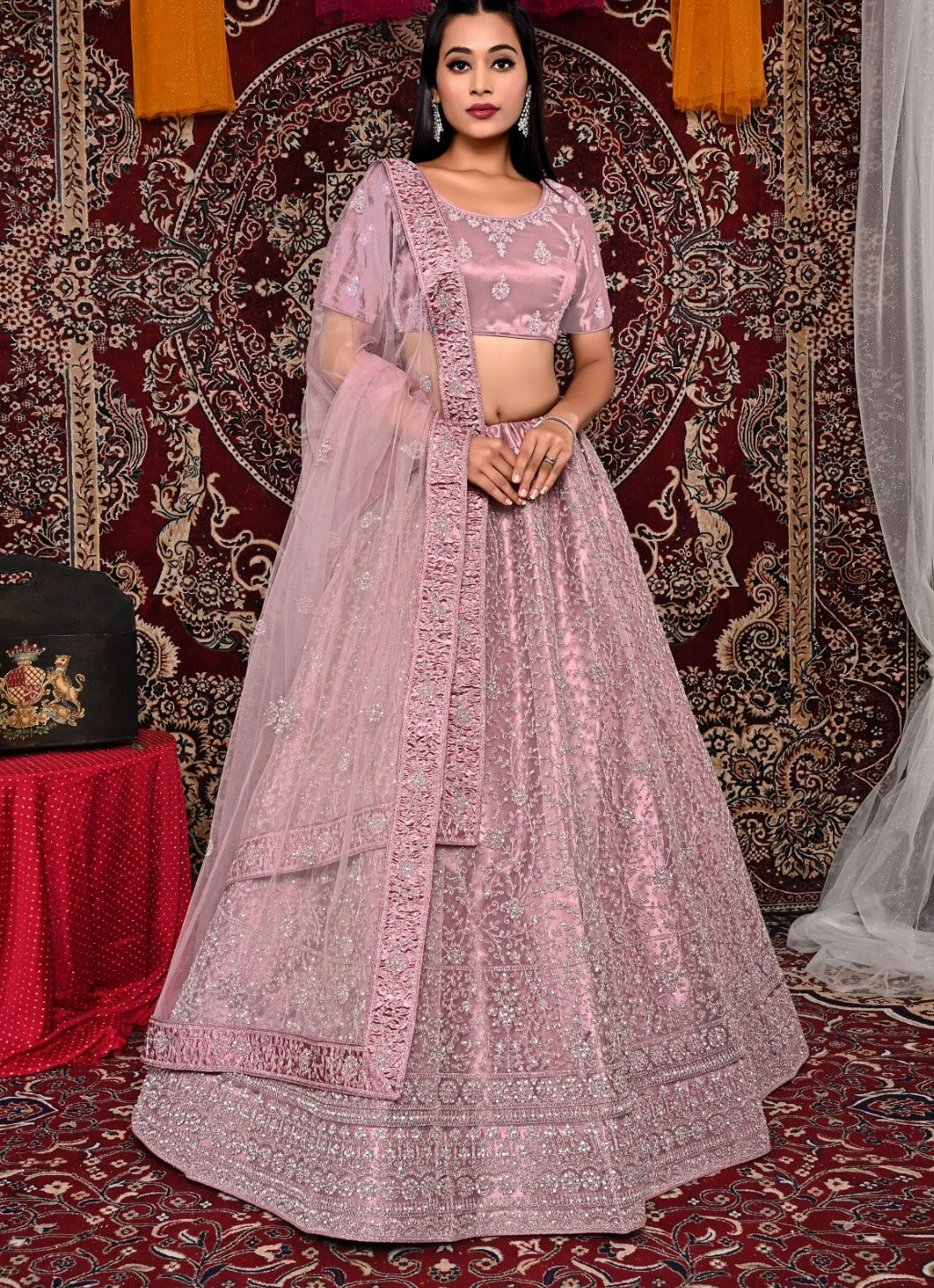 New Semi Stitiched Netted Lehenga Choli