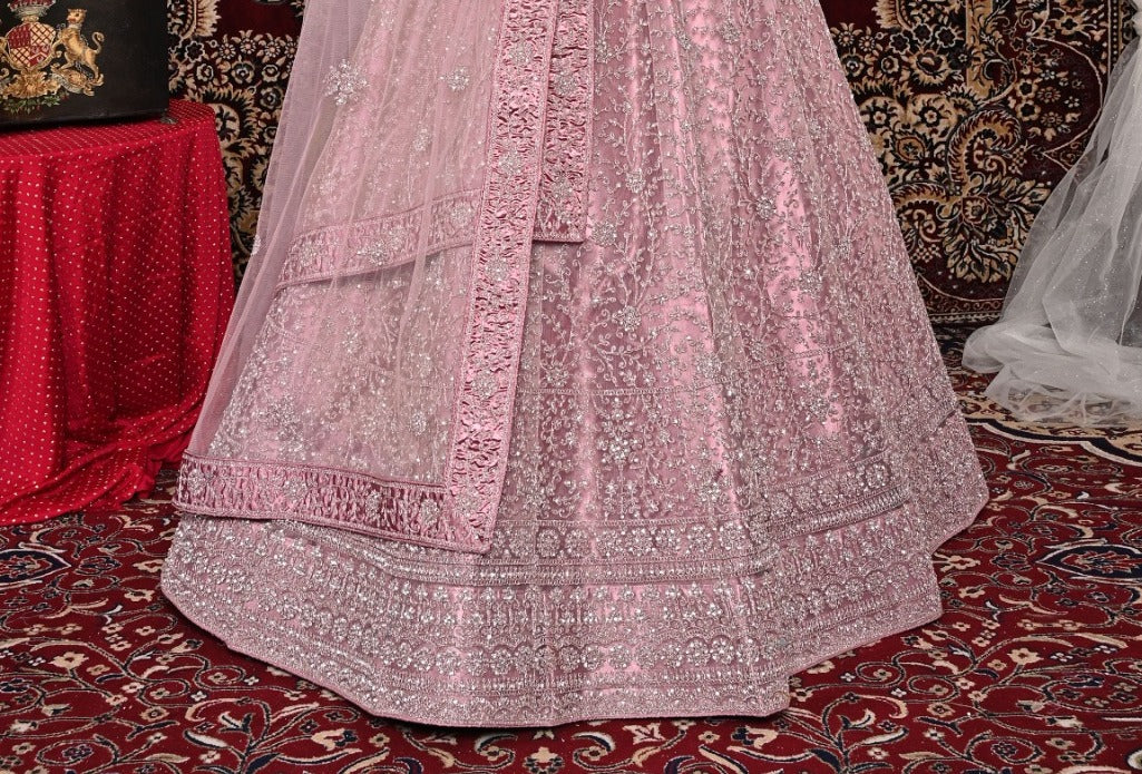 New Semi Stitiched Netted Lehenga Choli