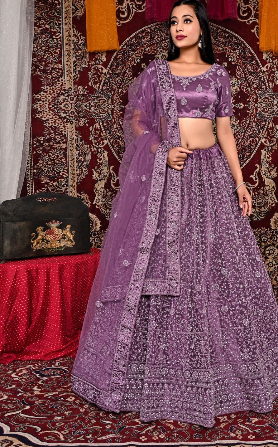 New Semi Stitiched Netted Lehenga Choli