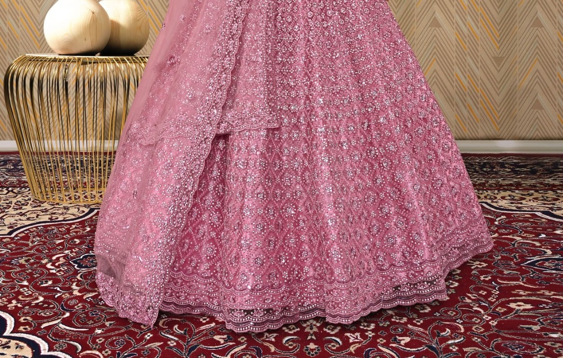 New Semi Stitiched Netted Lehenga Choli