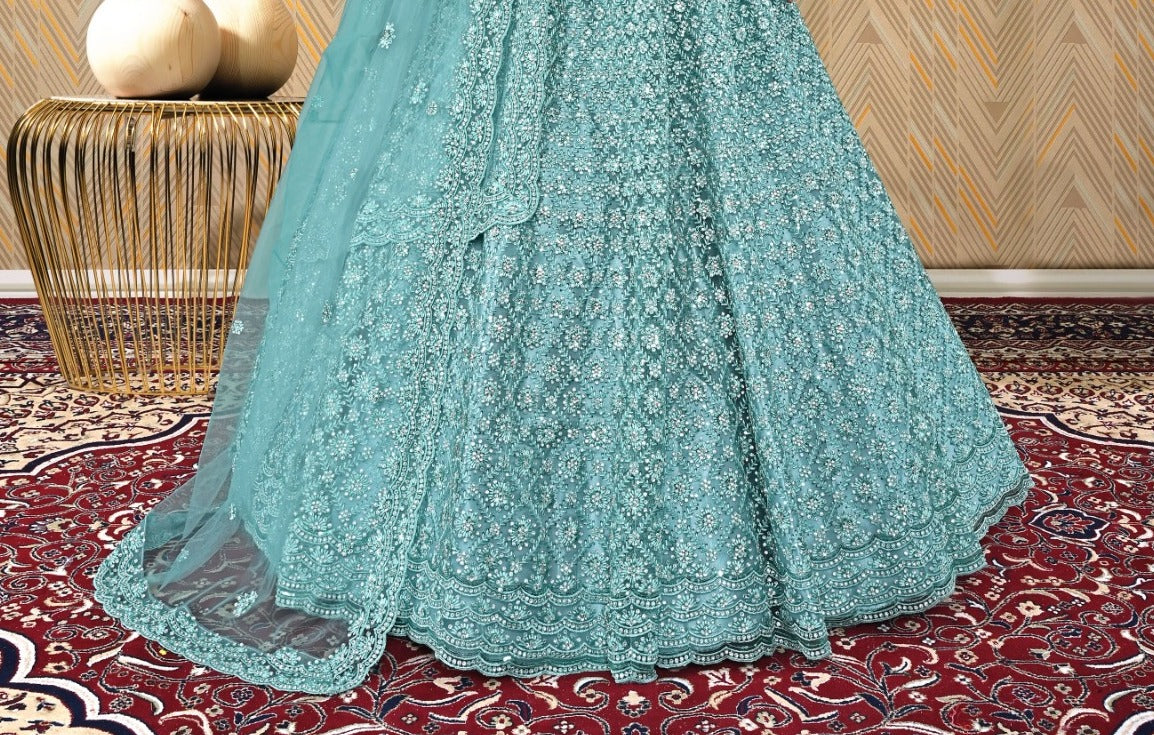 New Semi Stitiched Netted Lehenga Choli