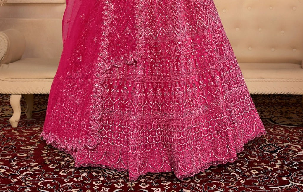 New Semi Stitiched Netted Lehenga Choli