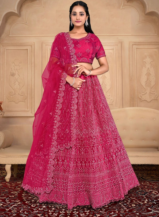 New Semi Stitiched Netted Lehenga Choli