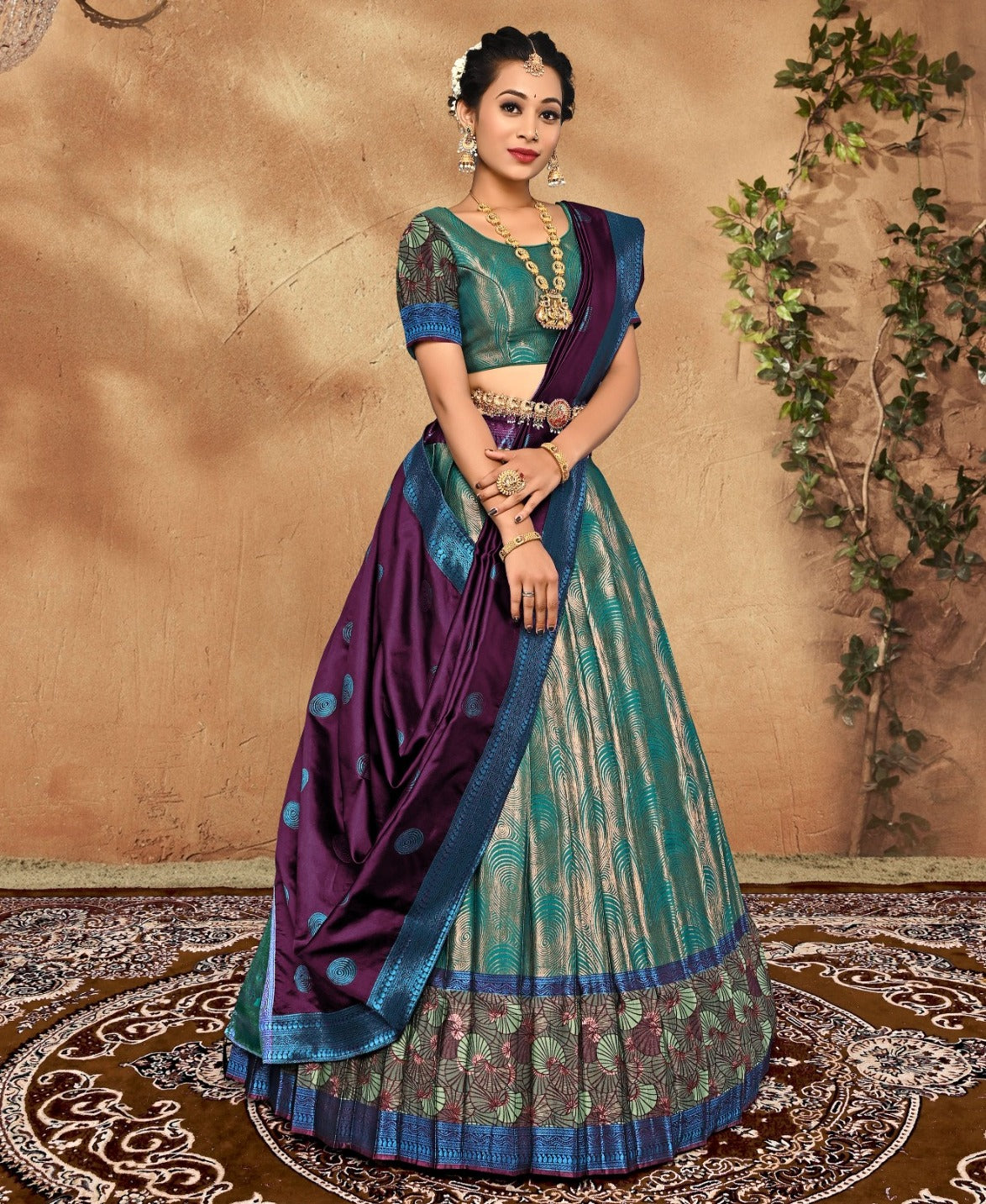 New Semi Stitiched Banarasi Lehenga Choli