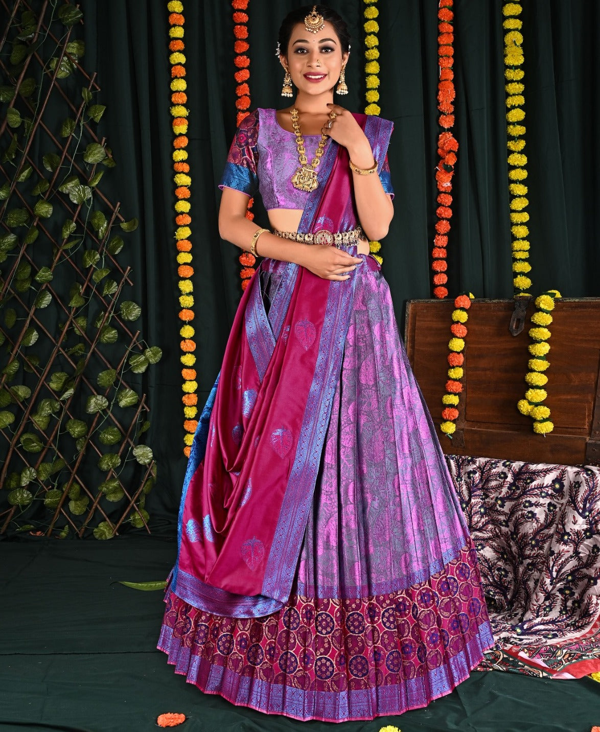 New Semi Stitiched Banarasi Lehenga Choli