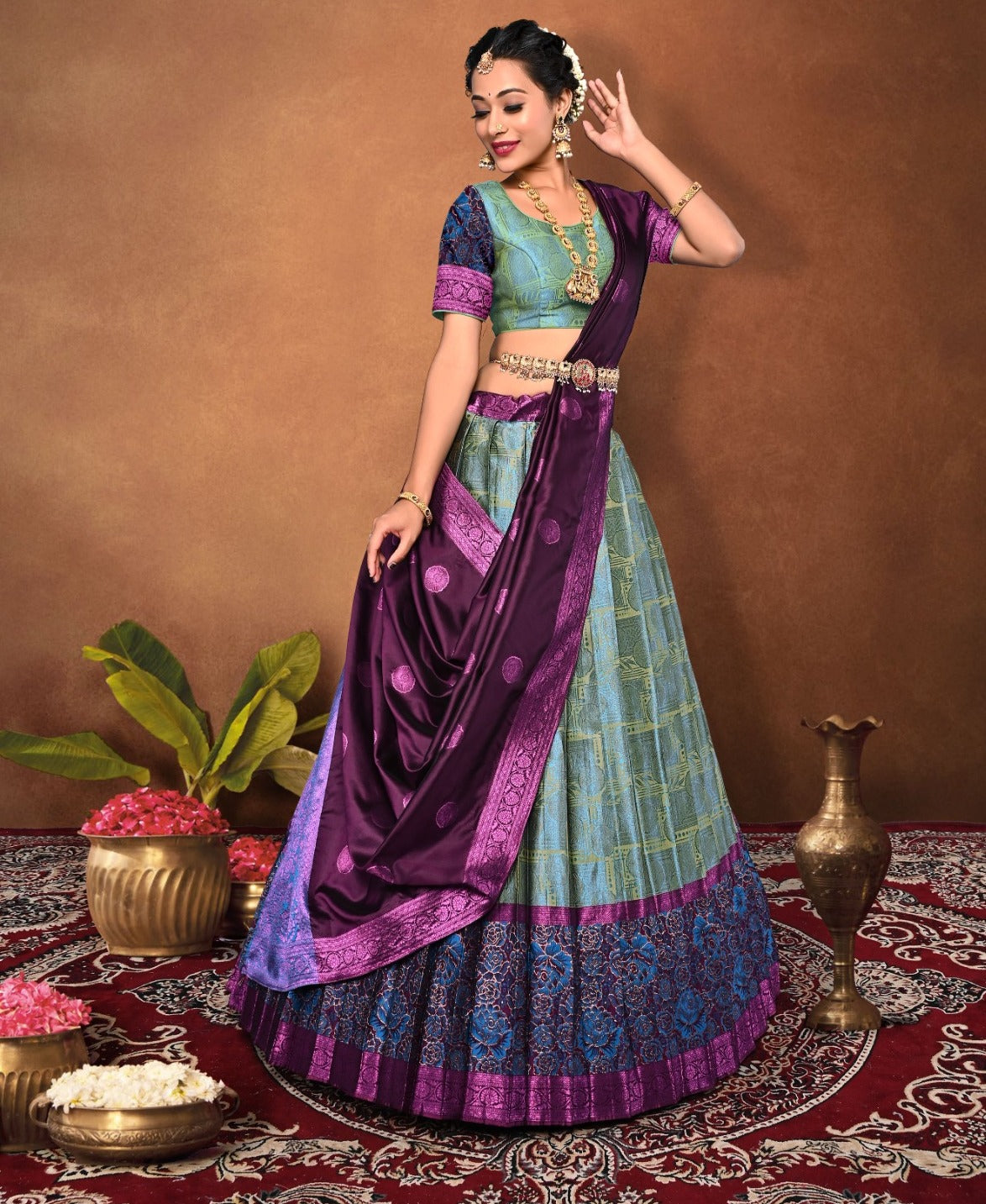 New Semi Stitiched Banarasi Lehenga Choli