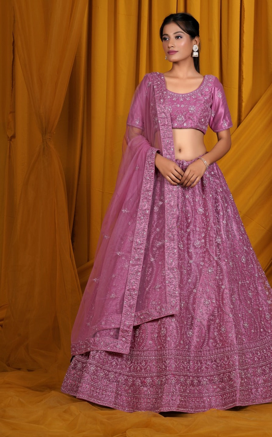 New Semi Stitiched Netted Lehenga Choli