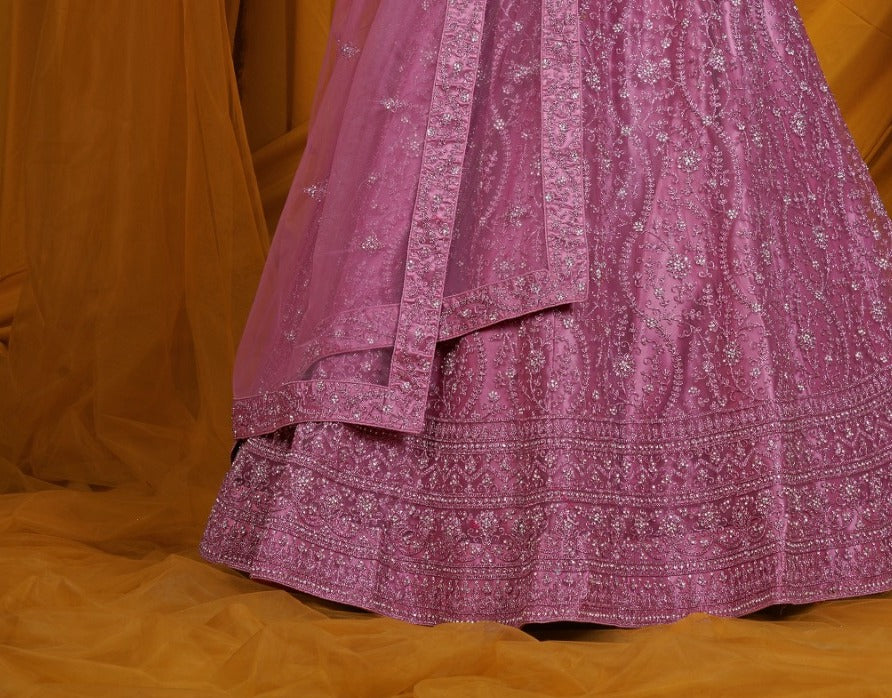 New Semi Stitiched Netted Lehenga Choli