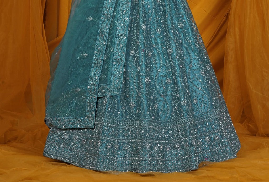 New Semi Stitiched Netted Lehenga Choli