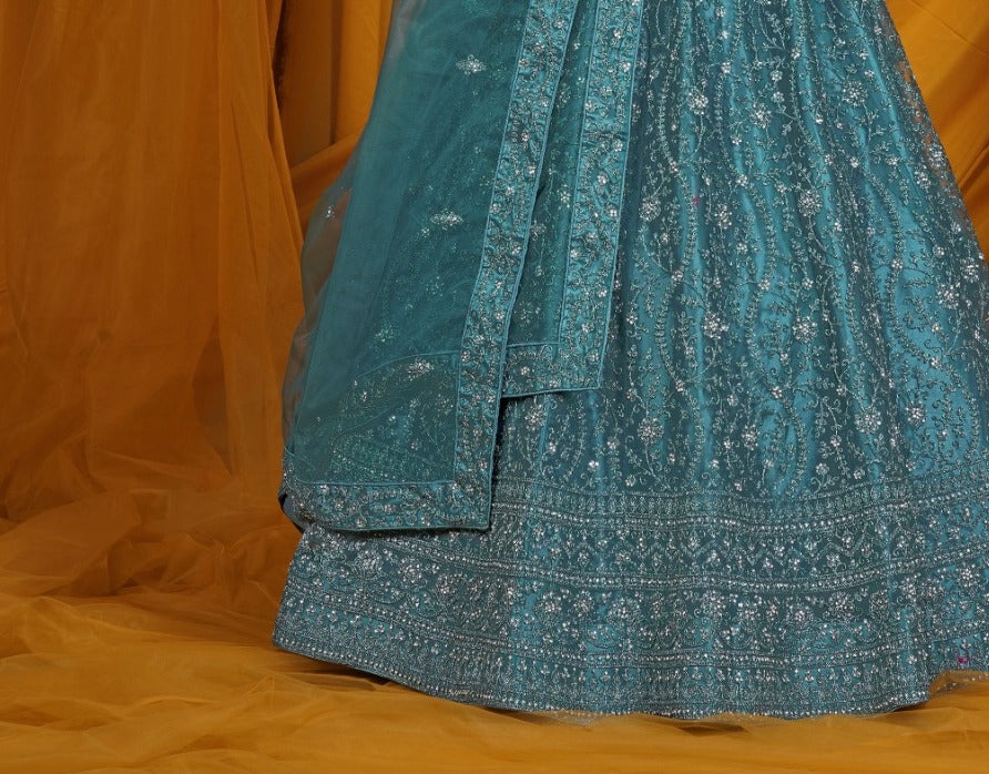 New Semi Stitiched Netted Lehenga Choli