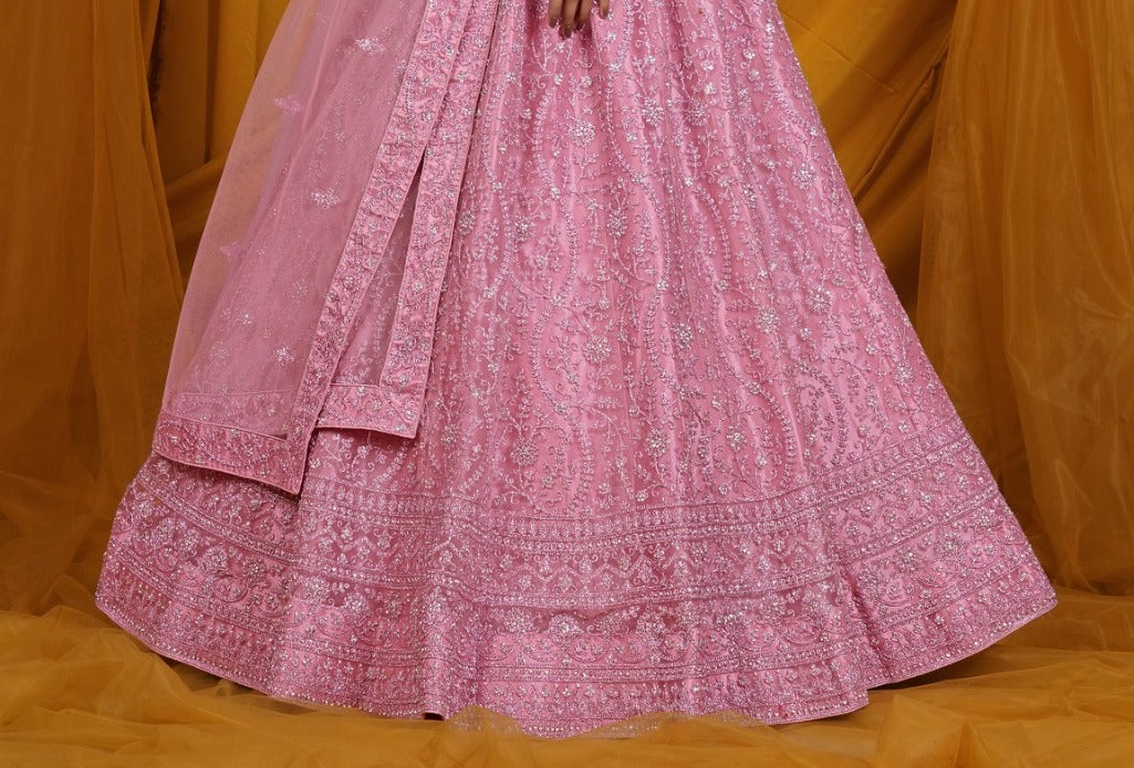 New Semi Stitiched Netted Lehenga Choli