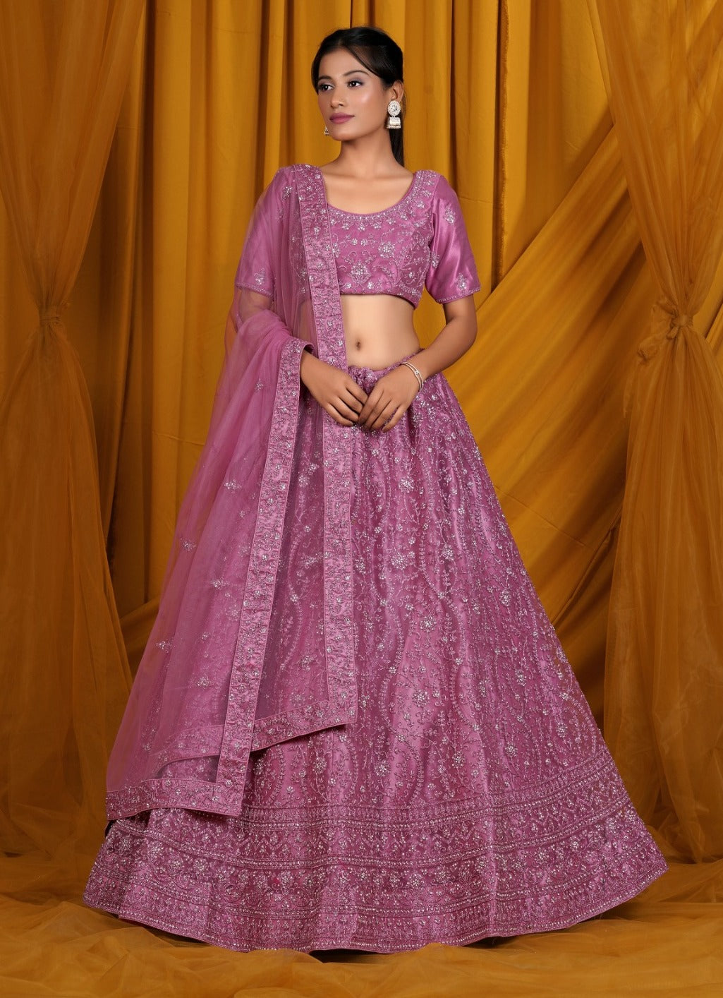 New Semi Stitiched Netted Lehenga Choli