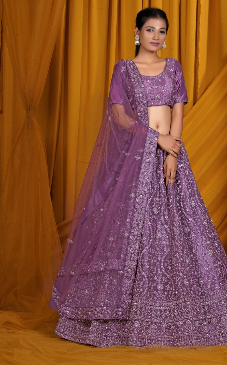 New Semi Stitiched Netted Lehenga Choli