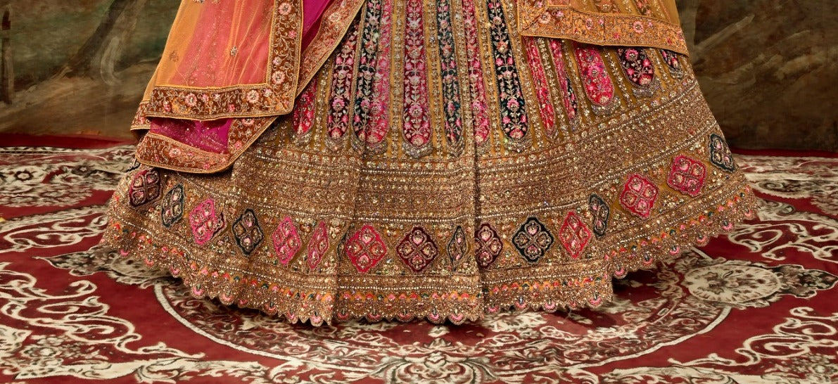 New Semi Stitiched Velvet Bridal Lehenga Choli