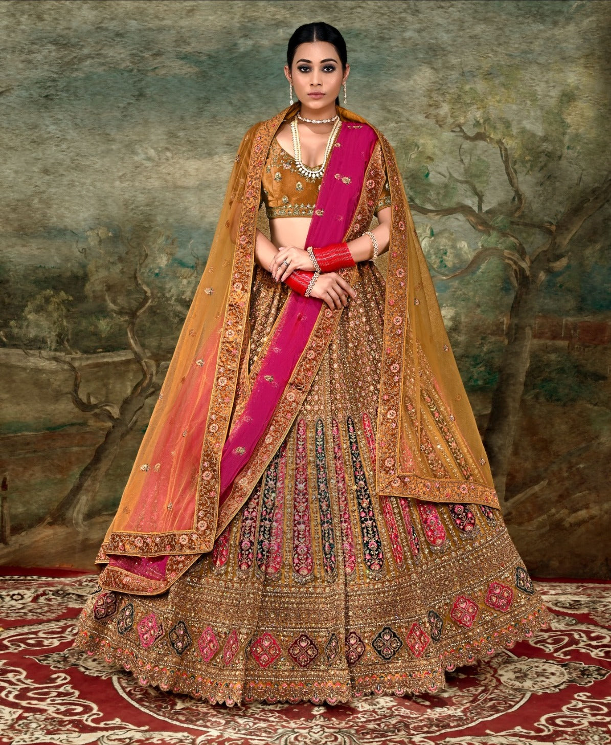 New Semi Stitiched Velvet Bridal Lehenga Choli