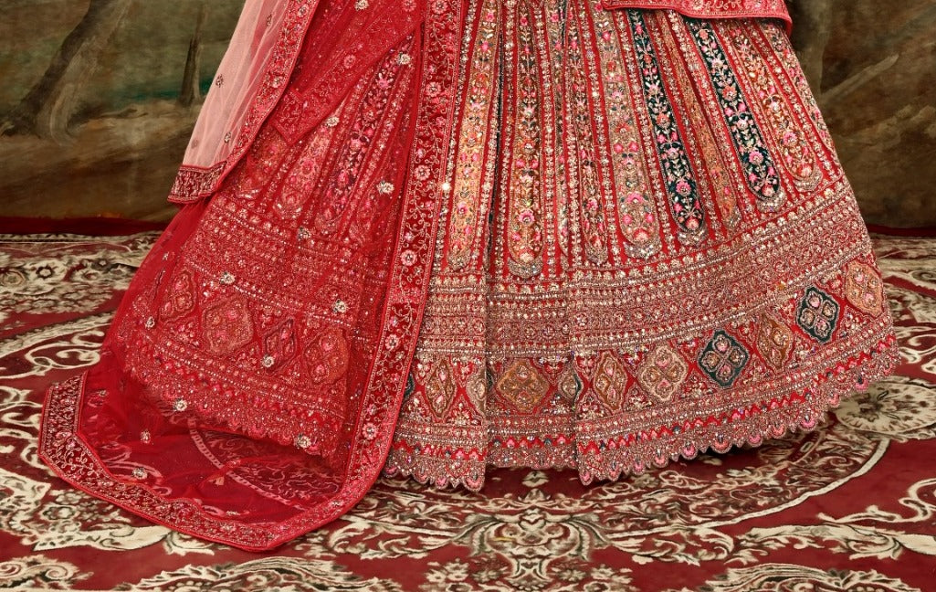 New Semi Stitiched Netted Lehenga Choli