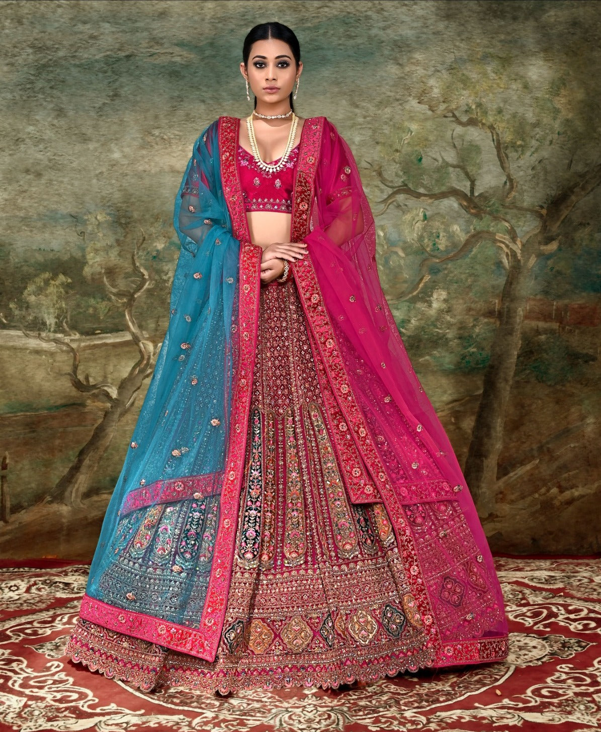 New Semi Stitiched Velvet Bridal Lehenga Choli