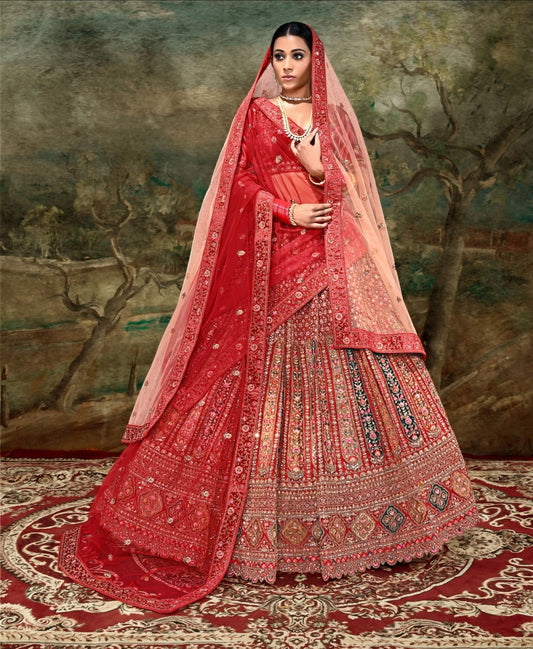 New Semi Stitiched Velvet Bridal Lehenga Choli