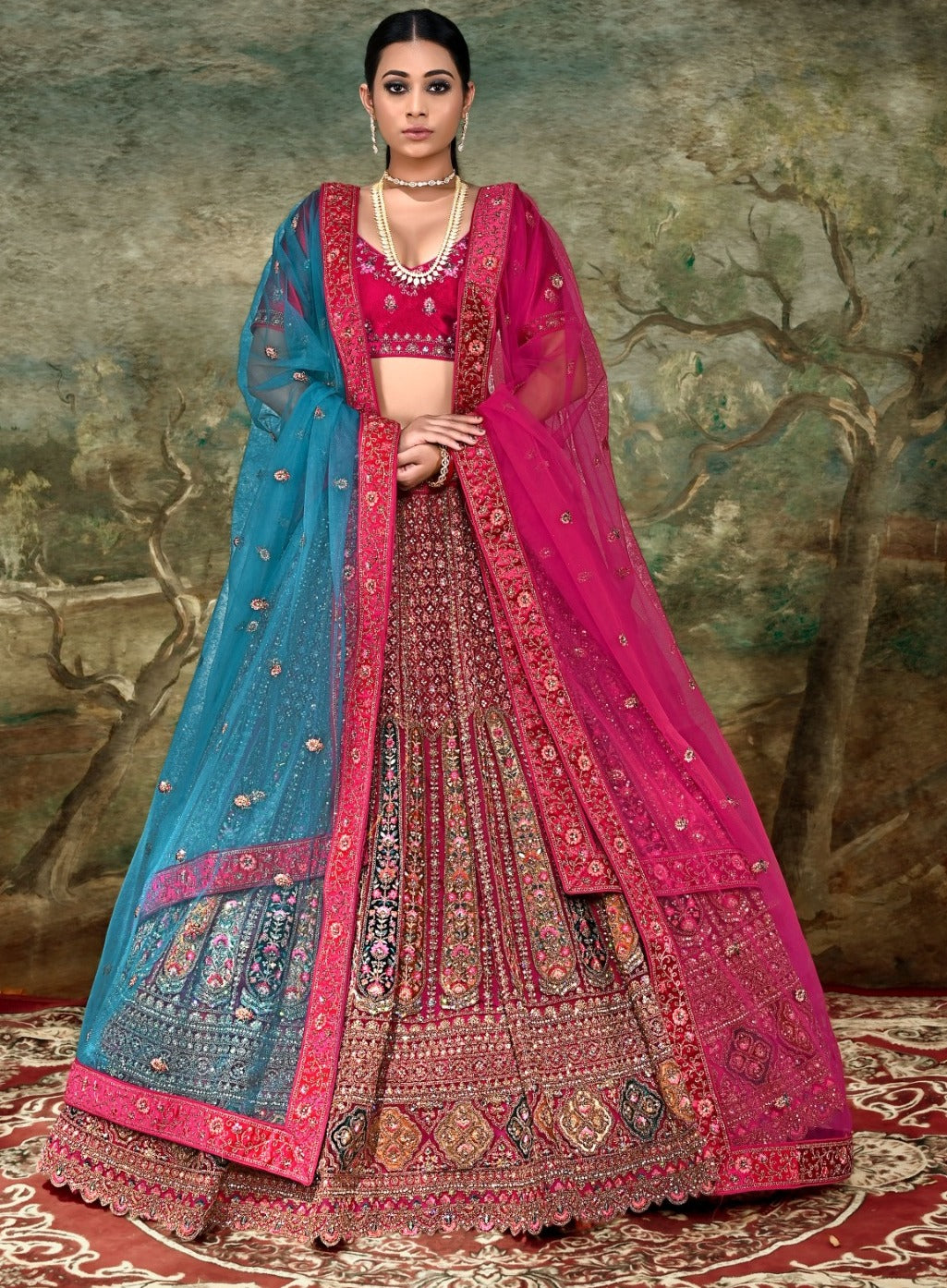 New Semi Stitiched Netted Lehenga Choli