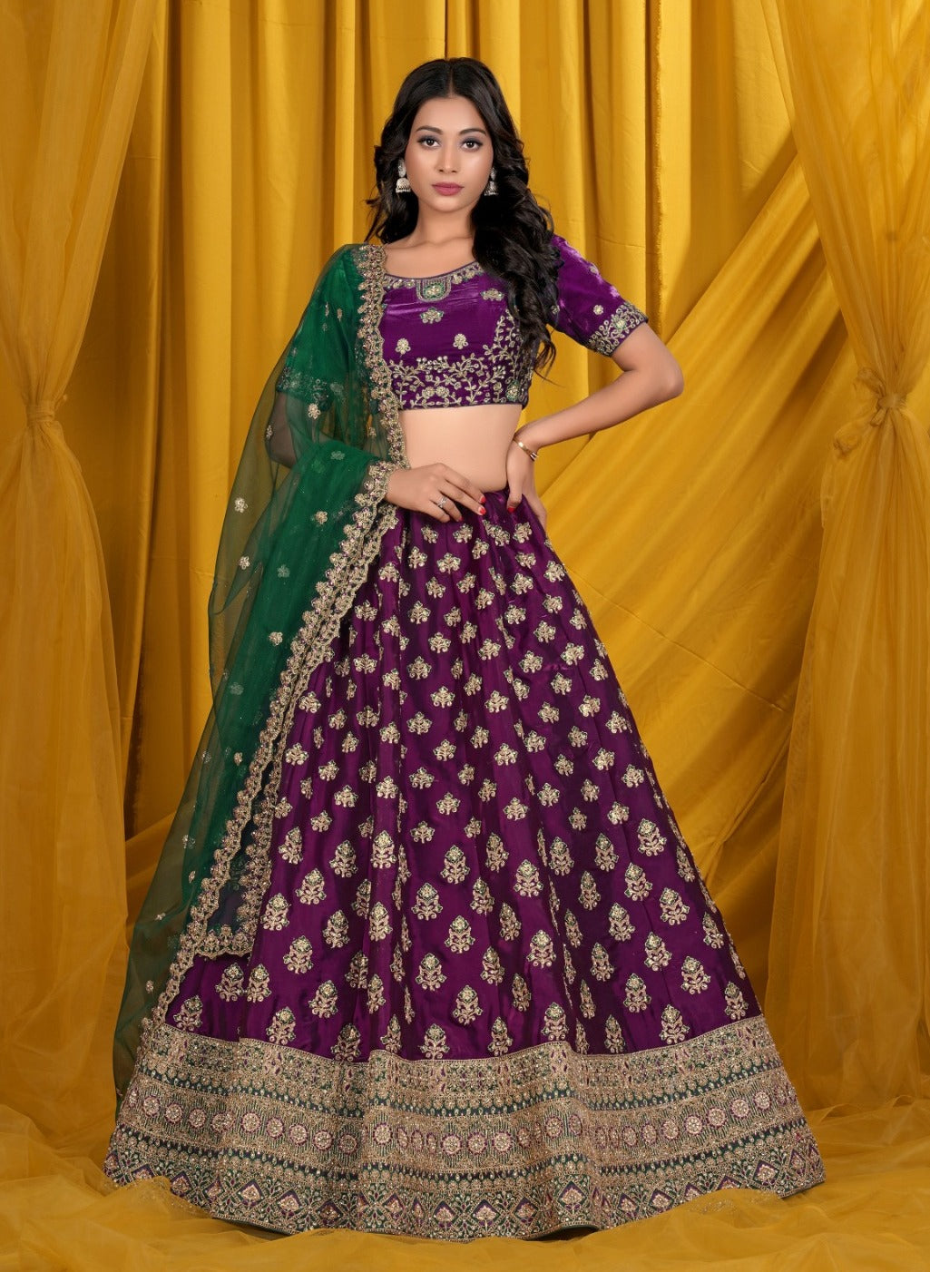 New Semi Stitiched Netted Lehenga Choli