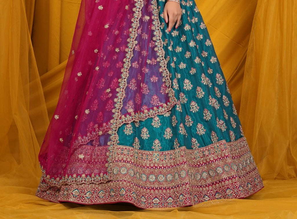 New Semi Stitiched Netted Lehenga Choli