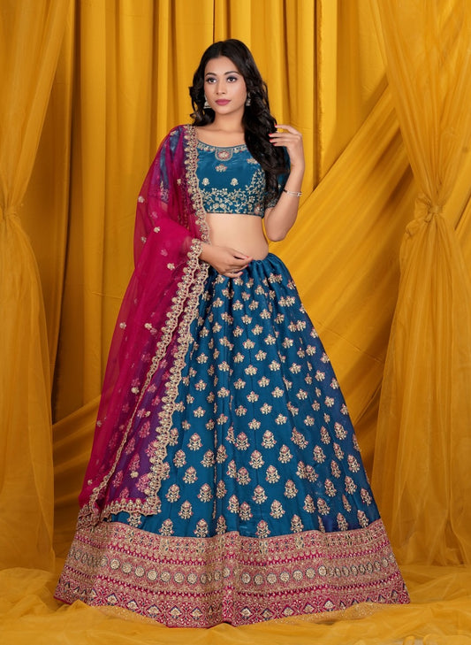 New Semi Stitiched Netted Lehenga Choli