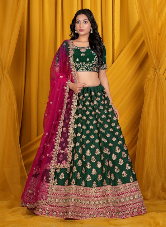 New Semi Stitiched Netted Lehenga Choli