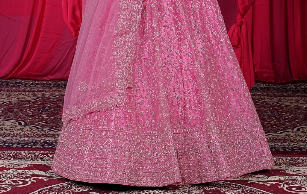 New Semi Stitiched Netted Lehenga Choli